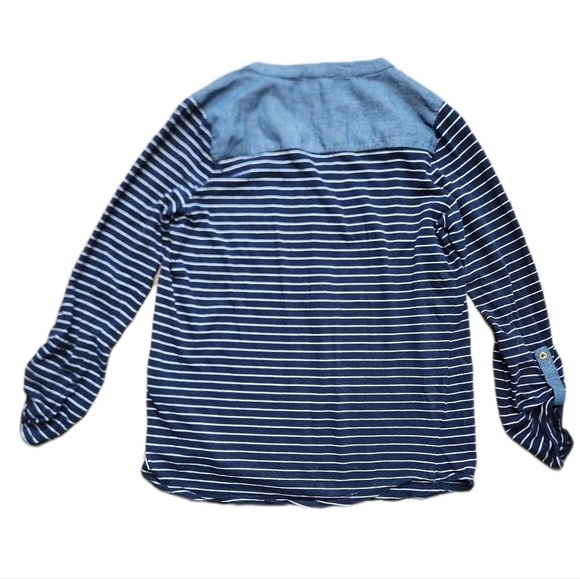 JONES NEW YORK SIGNATURE mid sleeve blue stripped shirt Size S - Picture 3 of 9